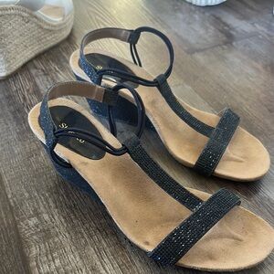Stylish Black Wedge Sandals